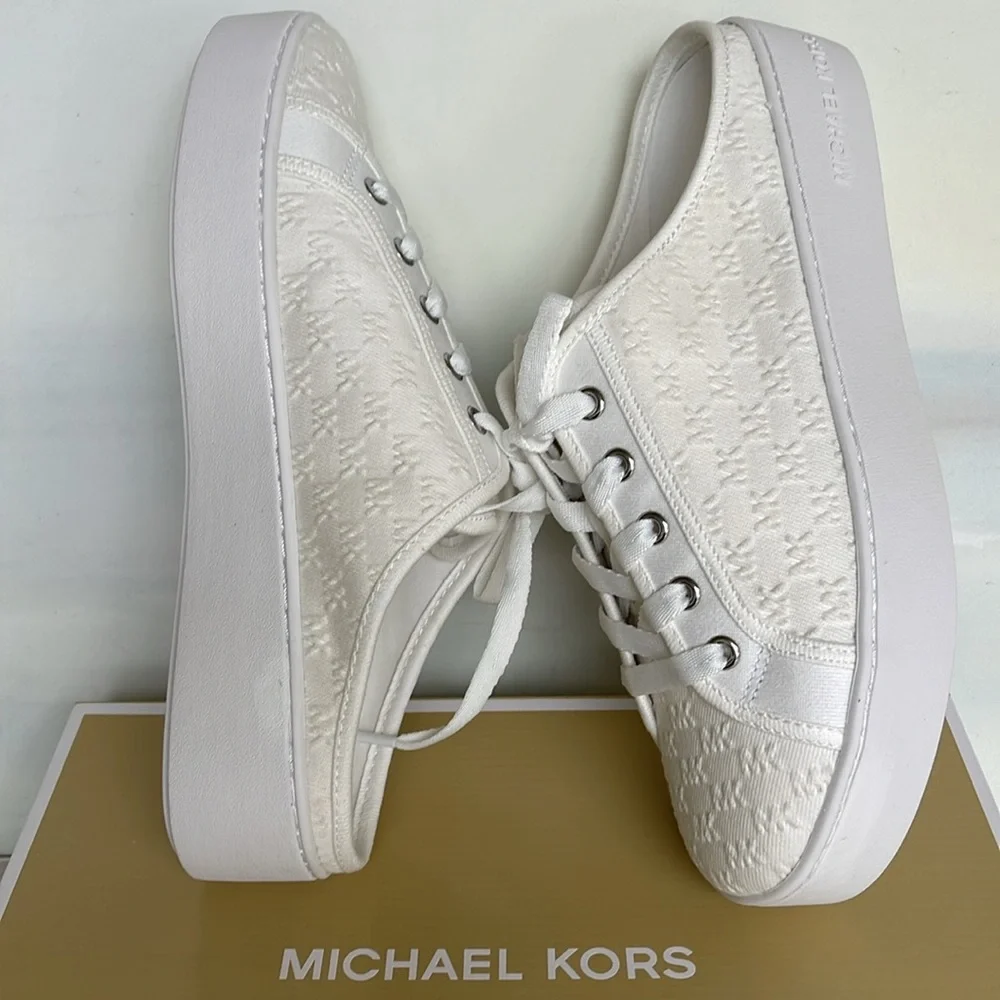 Michael Kors POPPY SLIDE SNEAKERS MK DEBOSSED WASHED DENIM 49T4POFP2D Platforms